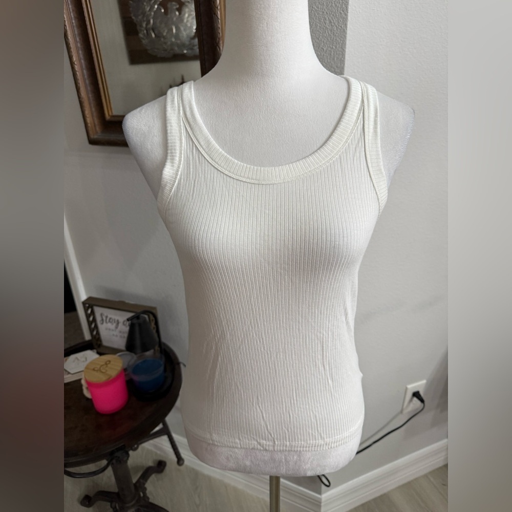 Aerie Cream Ribbed Tank Top